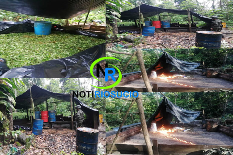 Ejército destruyó en Murindó, Antioquia, un laboratorio para el procesamiento de pasta base de coca.