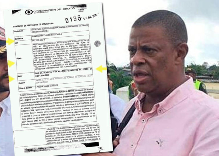 Suspenden a gobernador de Chocó por posibles irregularidades en contrato de 2 mil millones de pesos. Suspenden a gobernador de Chocó por posibles irregularidades en contrato de 2 mil millones de pesos.