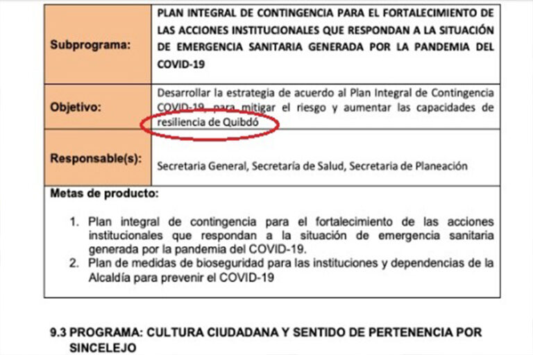 En Sincelejo copiaron el plan de desarrollo de Quibdó.