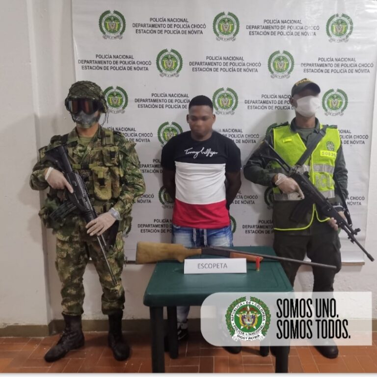 UN HOMBRE CAPTURADO EN NÓVITA CHOCÓ POR EL DELITO DE LESIONES PERSONALES CON ARMA DE FUEGO.