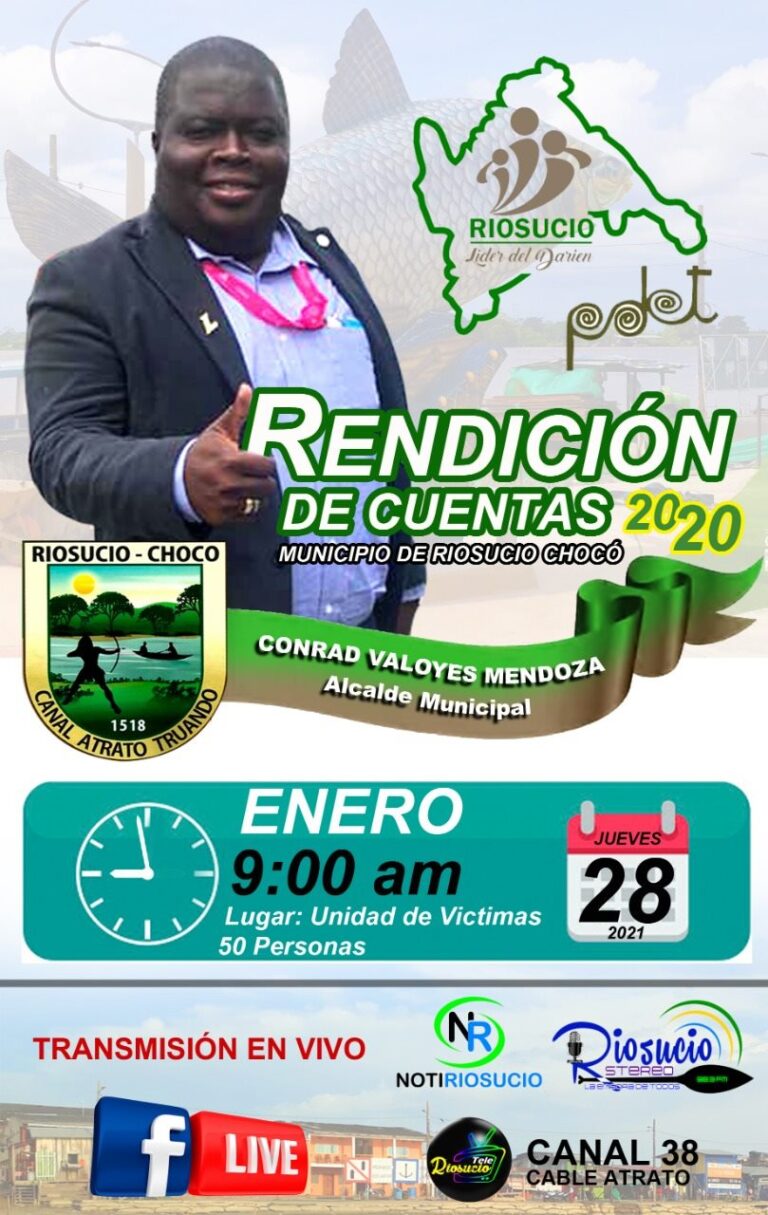 ALCALDÍA DE RIOSUCIO REALIZARÁ RENDICIÓN DE CUENTAS DEL PERIODO 2020.