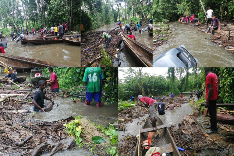 Administración municipal de Riosucio – Chocó, realiza trabajo de Limpieza, destronque y recuperación de la navegabilidad del Rio Bijao en la Cuenca de Cacarica.
