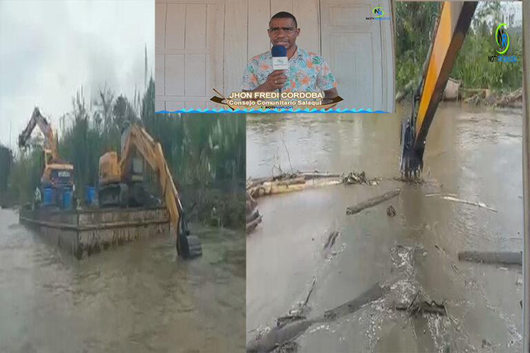 Alcaldía de Riosucio adelanta trabajos de destaponamiento y mantenimientos del rio Salaquí.