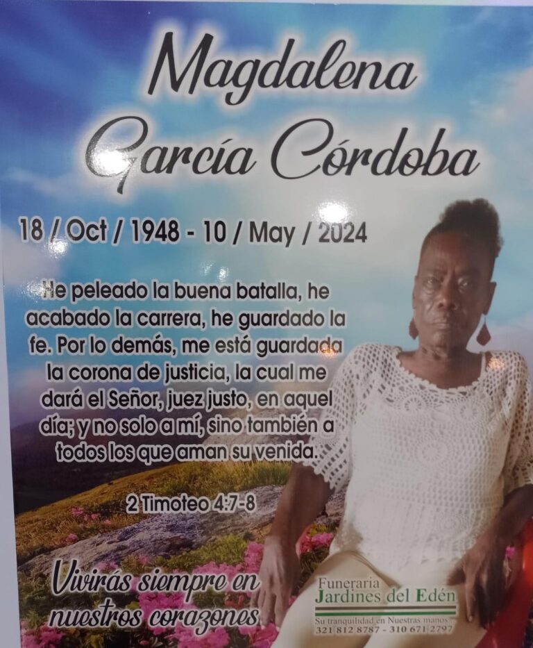 Fallece Magdalena García Córdoba a los 75 años, dejando un legado familiar profundo.